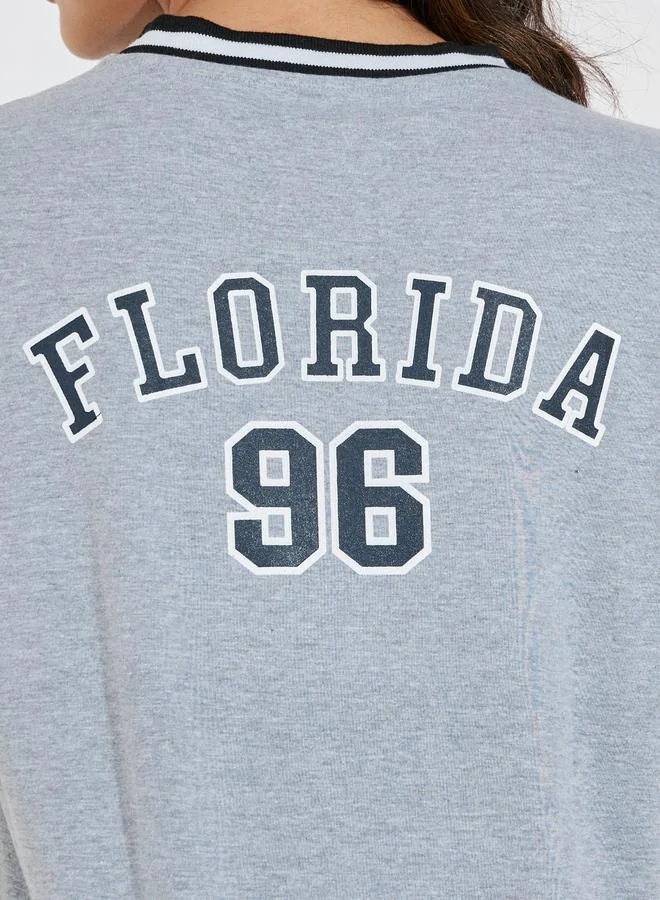 Styli Regular Fit Florida Print V Neck T-Shirt