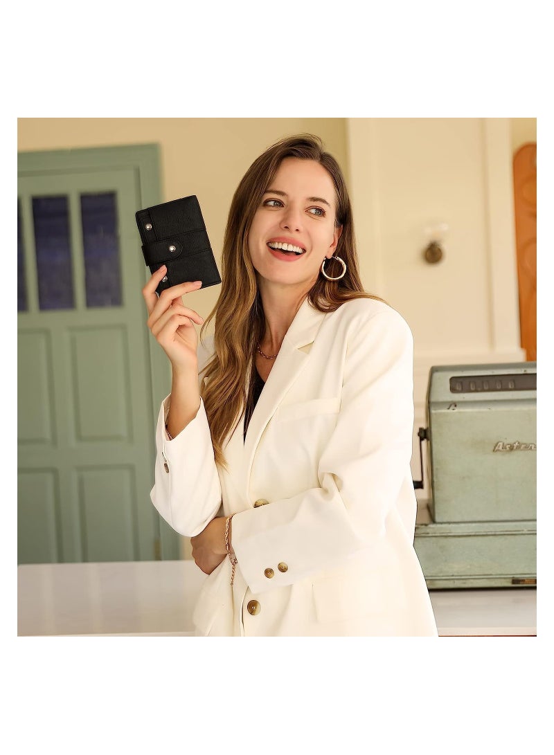 KASTWAVE Small Wallet for Women Leather Bifold, Multi Card Organizer with Removable ID Window, Zipper Pocket Ladies Purses, Black - Image 3