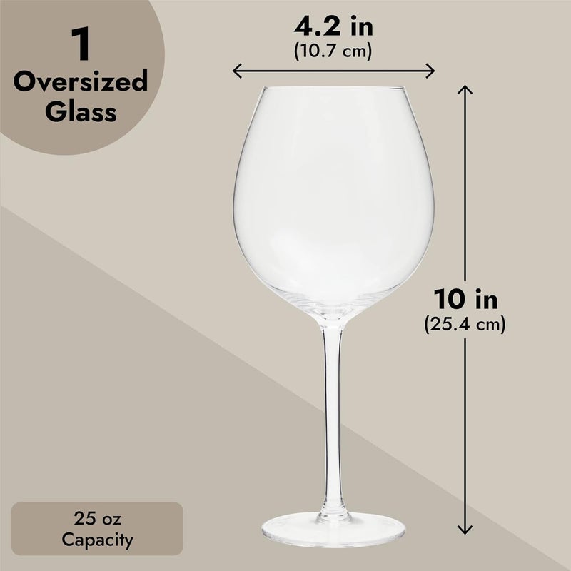 Juvale 25oz Oversized Giant Wine Glass with Stem Extra Large Full Bottle Wine Glasses for Champagne Funny Novelty Gift Birthday 750ml - Image 4