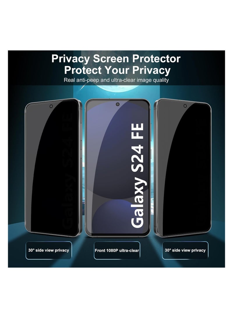 DUSALA Tempered Glass Screen Protector for Samsung Galaxy S24 FE 5G Privacy Screen Protector, 2+1 Piece Anti-Spy Protective Glass + Camera Protection Tempered Glass Film, 9H Hardness HD Anti-Scratch - Image 2