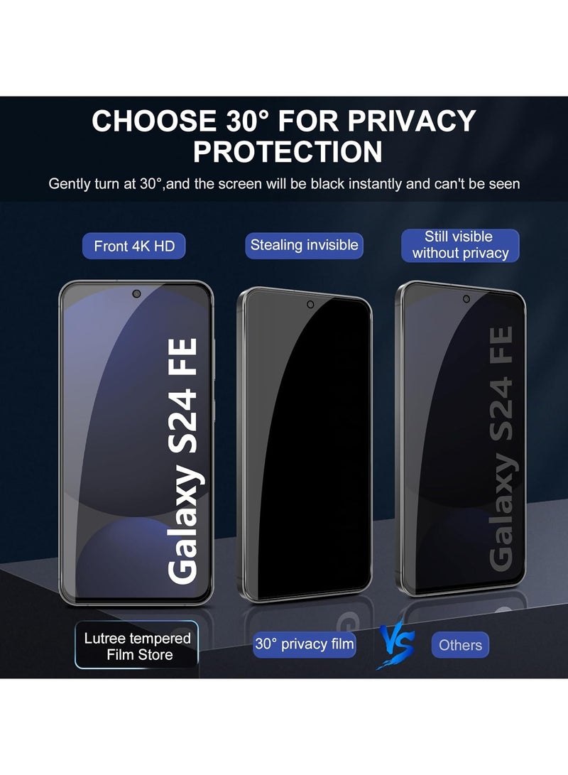 DUSALA Tempered Glass Screen Protector for Samsung Galaxy S24 FE 5G Privacy Screen Protector, 2+1 Piece Anti-Spy Protective Glass + Camera Protection Tempered Glass Film, 9H Hardness HD Anti-Scratch - Image 3