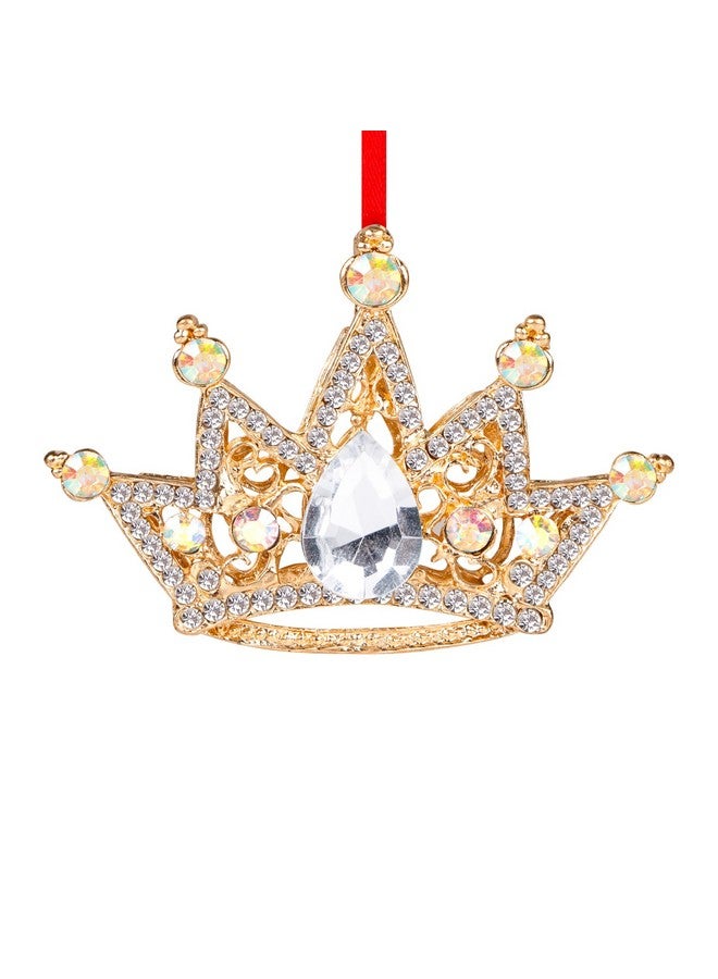 WaaHome Gold Crown Christmas Ornaments Metal Crown Keepsake Ornaments for Christmas Tree Decorations, Silver Crown Christmas Ornaments Gifts for Women Girls Mom Sisters Kids - Image 1