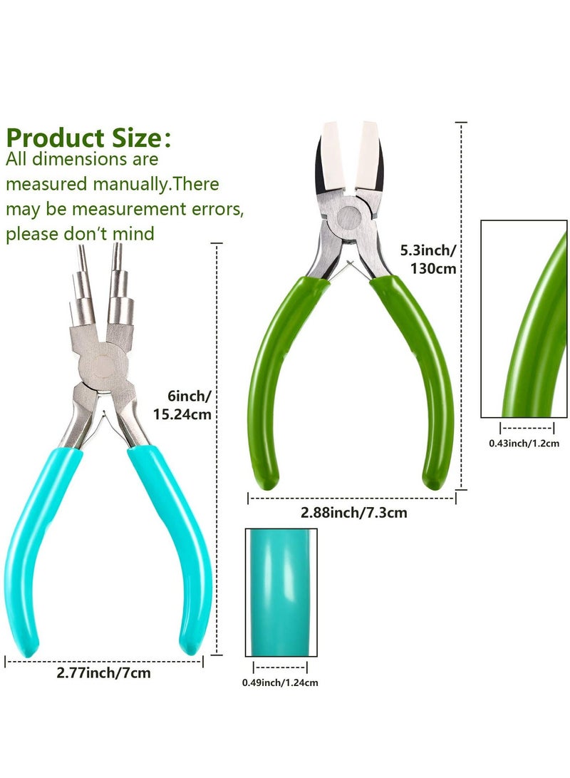 SYOSI 2 Pieces Jewelry Making Tool, 6 IN 1 Jewelry Bail Making Pliers and Nylon Jaw Flat Nose Pliers Loop Pliers for Jewelry Making Beading Looping Shaping Wire DIY Crafts  - Image 2
