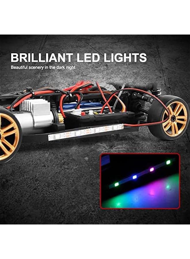 RC Drift Car, 1:18 Scale Remote Control Car, 2.4GHz 4WD 30KM/H High Speed RC Racing Car with LED Light Strip and 2 Batteries for Adults and Kids