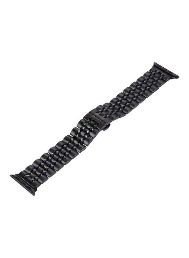 NIBEMINENT Hidden Butterfly Buckle 7 Beads Stainless Steel Watchband For Apple Watch 42mm Black  - Image 2