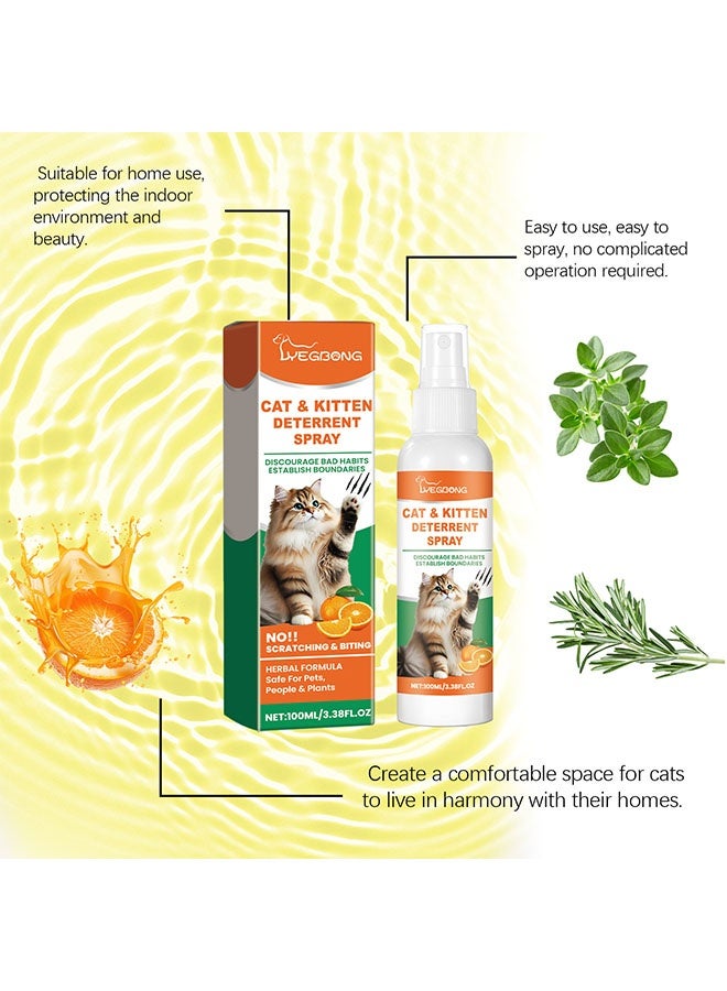 ييبونغ رذاذ طارد القطط والهرر، طارد قطط طبيعي وآمن في الهواء الطلق، رذاذ طارد للبول للقطط في الداخل لمنع وضع علامات البول على الأثاث، وسيلة تدريب إنسانية فعّالة ضد الخدش للقطط والهرر 100 مل - Image 5
