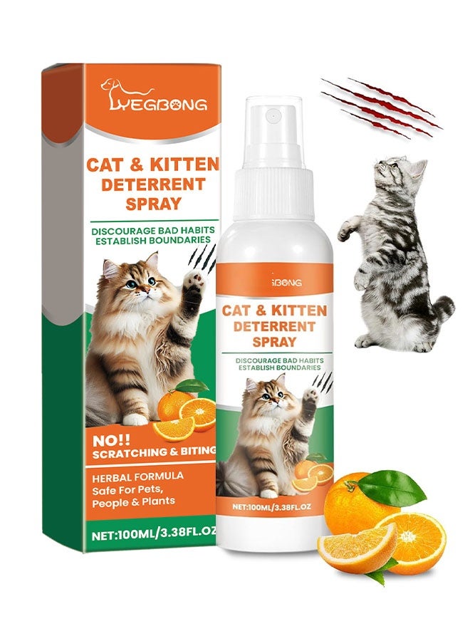 ييبونغ رذاذ طارد القطط والهرر، طارد قطط طبيعي وآمن في الهواء الطلق، رذاذ طارد للبول للقطط في الداخل لمنع وضع علامات البول على الأثاث، وسيلة تدريب إنسانية فعّالة ضد الخدش للقطط والهرر 100 مل - Image 1