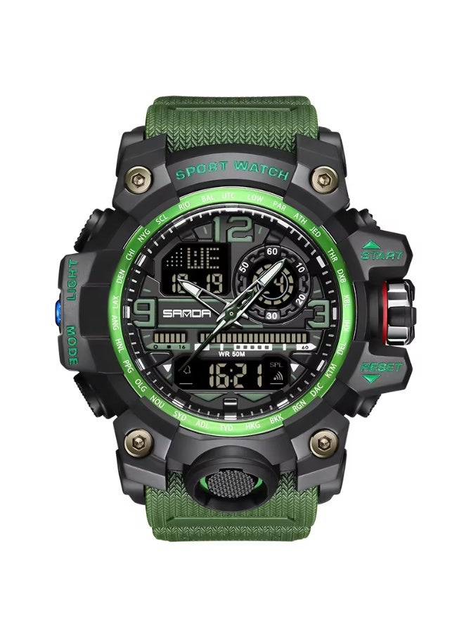 Sanda 3133 Fashionable And Cool Watch Men'S Outdoor Swimming Sports Waterproof Watch Junior High School Students Multi-Functional Dual Display Electronic Watch - Image 1