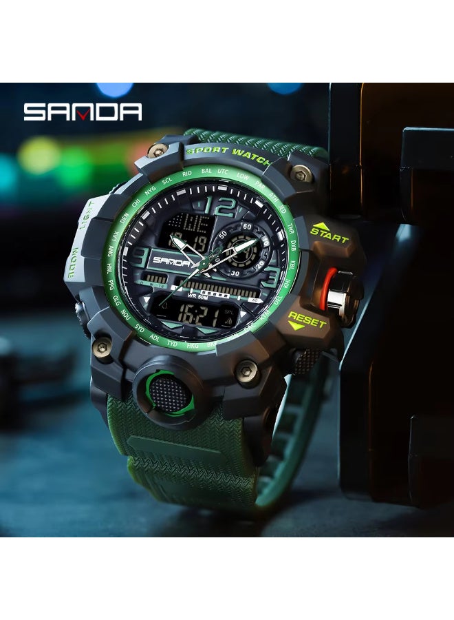 Sanda 3133 Fashionable And Cool Watch Men'S Outdoor Swimming Sports Waterproof Watch Junior High School Students Multi-Functional Dual Display Electronic Watch - Image 2