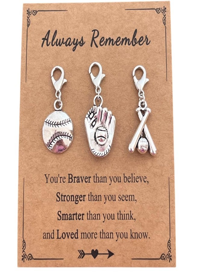 AMOBESTER BaseBall Clip on Charms Zipper Pull Sport Charms for Necklace Bracelets Keychain - Image 1