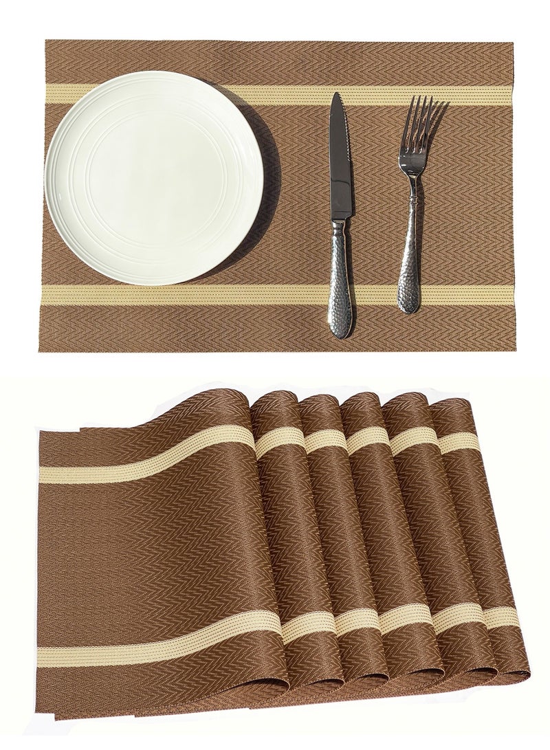 Morlife 6Pcs Placemats for Dining Table 45 * 30cm Easy to Clean Plastic Washable Placemat for Kitchen Table Indoor Outdoor Table Mats Heat-resistand Washable Woven Vinyl Table Mats - Image 1