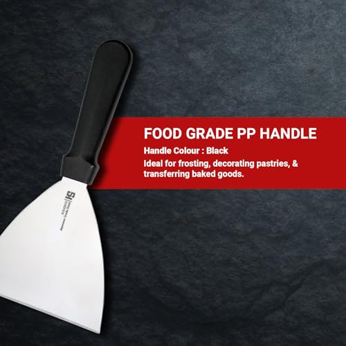 HS WORLD OF HORECA ESSENTIALS HS 6 Inch Professional Scraper with Medium Handle | Japanese Grade | Stainless Steel for Commercial Use | Black | SUS420J2 - Image 5