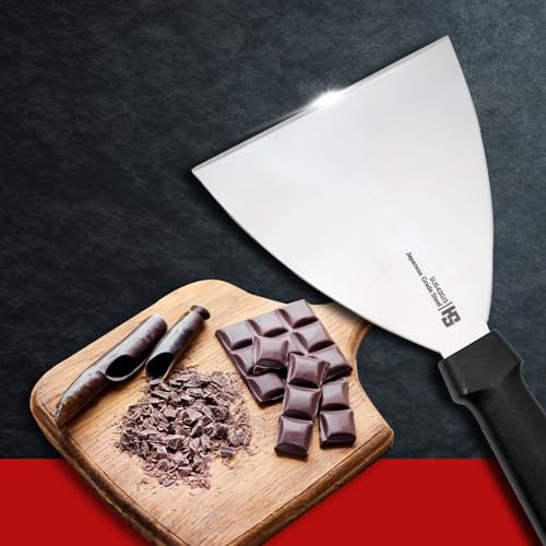 HS WORLD OF HORECA ESSENTIALS HS 6 Inch Professional Scraper with Medium Handle | Japanese Grade | Stainless Steel for Commercial Use | Black | SUS420J2 - Image 4