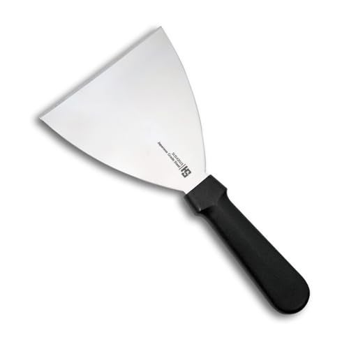 HS WORLD OF HORECA ESSENTIALS HS 6 Inch Professional Scraper with Medium Handle | Japanese Grade | Stainless Steel for Commercial Use | Black | SUS420J2 - Image 1