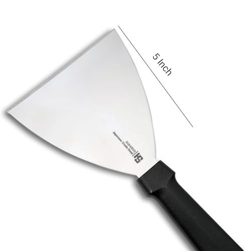 HS WORLD OF HORECA ESSENTIALS HS 6 Inch Professional Scraper with Medium Handle | Japanese Grade | Stainless Steel for Commercial Use | Black | SUS420J2 - Image 2