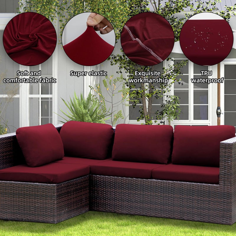 SUKAIKEQA Outdoor Cushion Covers Set,8PCS Waterproof Patio Furniture Couch Seat Slipcovers, Replacement for Sofa Sectional Chair(Coverï¼ŒOnly) - Image 4