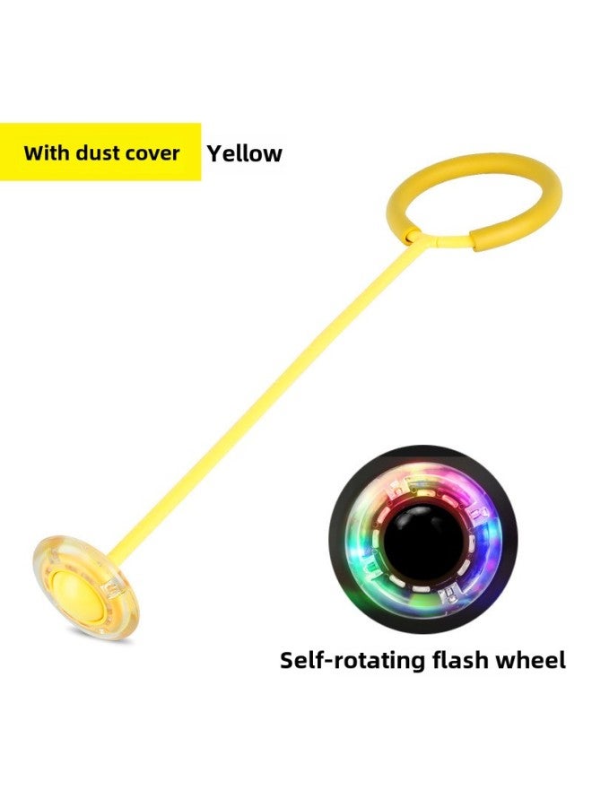 Anklet Luminous Jumping Ball Set Foot Swing Ring Rotating Kidsren's One-leg Swing Leg Ball Flash Bouncing Ball Hula Hoop On The Feet-Color:Yellow Flash Jump (with Dust Cover)  - Image 1