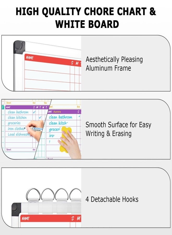 إيوني لوحة مهام مغناطيسية قابلة للمسح الجاف من إيا ون، مقاس 16 × 12.6 بوصة، مناسبة للأطفال والمراهقين والبالغين، لوحة مهام مزدوجة الجوانب مع تقويم أسبوعي للتعليق على الحائط، إطار من الألومنيوم، 8 أقلام تحديد، 4 دبابيس مغناطيسية، ممحاة واحدة - Image 4
