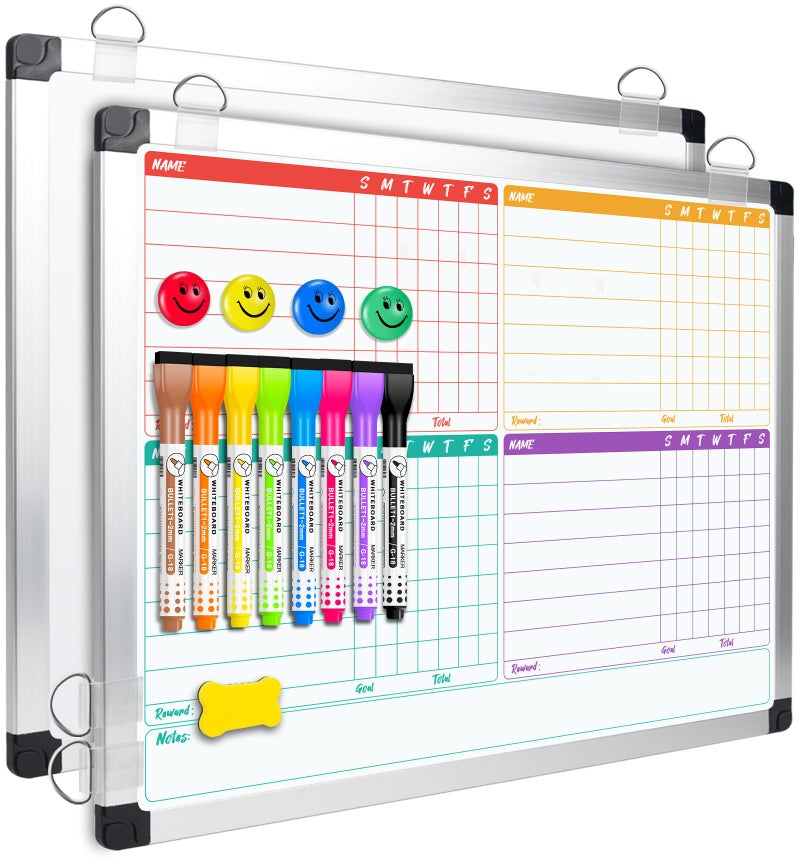 إيوني لوحة مهام مغناطيسية قابلة للمسح الجاف من إيا ون، مقاس 16 × 12.6 بوصة، مناسبة للأطفال والمراهقين والبالغين، لوحة مهام مزدوجة الجوانب مع تقويم أسبوعي للتعليق على الحائط، إطار من الألومنيوم، 8 أقلام تحديد، 4 دبابيس مغناطيسية، ممحاة واحدة - Image 1
