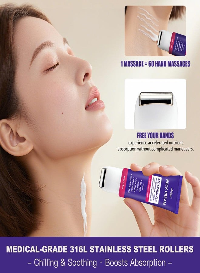 OLELON Neck Firming Cream with Roller, Neck Cream for Tightening and Firming with Retinol, Collagen & Niacinamide to Reduce Wrinkles, Tighten Sagging Skin & Lift Jawline - Image 3