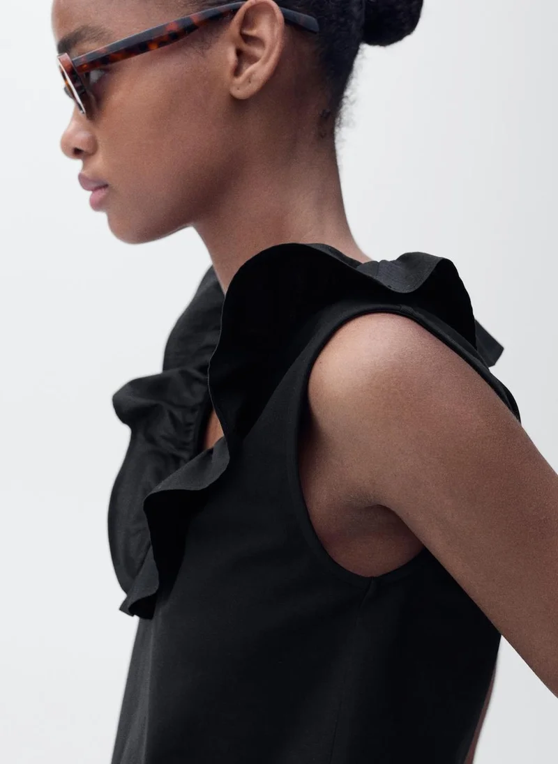 MANGO Cotton Top With Ruffles