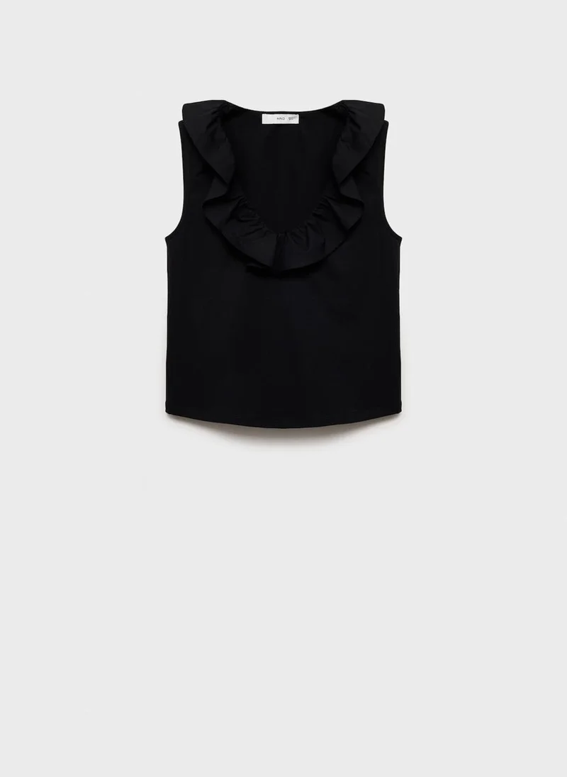 MANGO Cotton Top With Ruffles