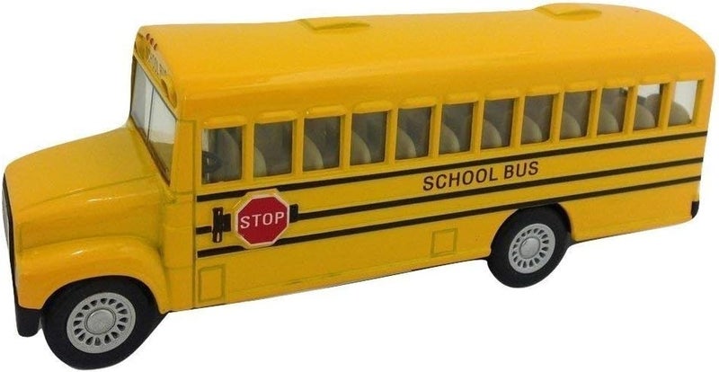 KinsFun 6 inch Long-Nose School Bus Die Cast Metal Model Toy Car w/Pullback Action - Image 2