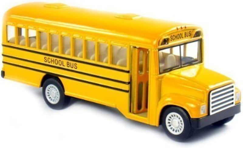 KinsFun 6 inch Long-Nose School Bus Die Cast Metal Model Toy Car w/Pullback Action - Image 1