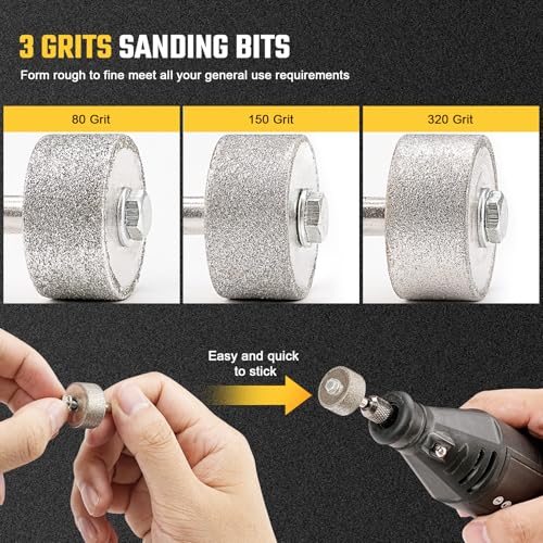 Sbestily Sanding Bits for Dremel Rotary Tool，Grinding Stone Diamond Sanding Drill Bits with 1/8" Shank - General Purpose - 150 Grit 1 Pack - Image 5