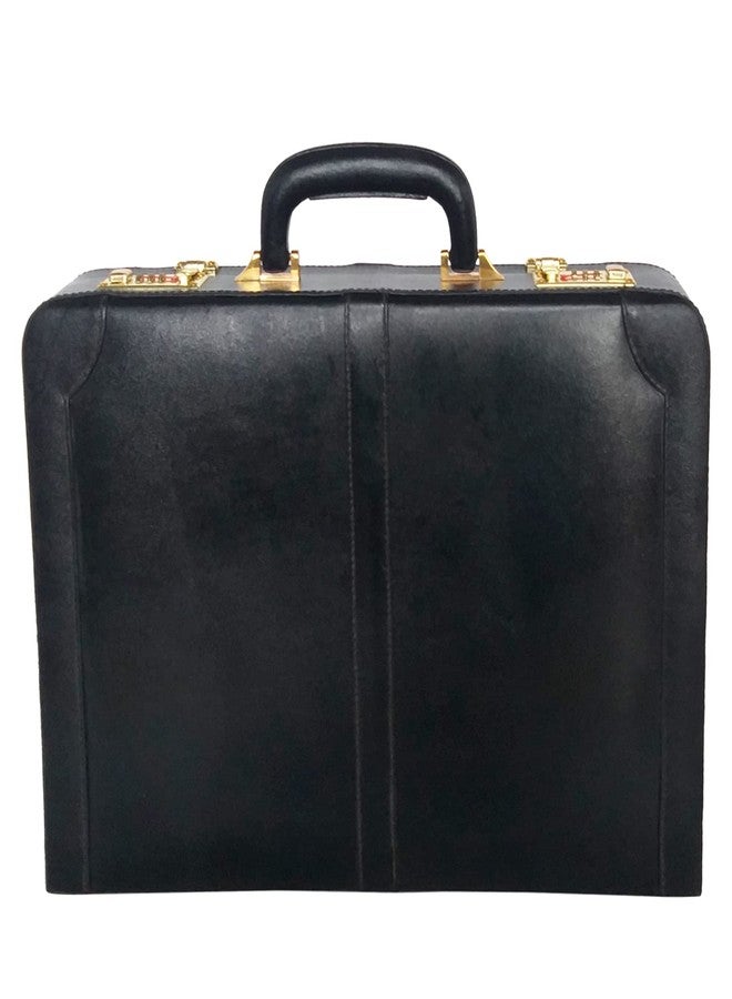MANDAVA Leather Briefcase Executive Attache Slim Business Handbag Laptop MacBook Carry Case (BLACK) - Image 3