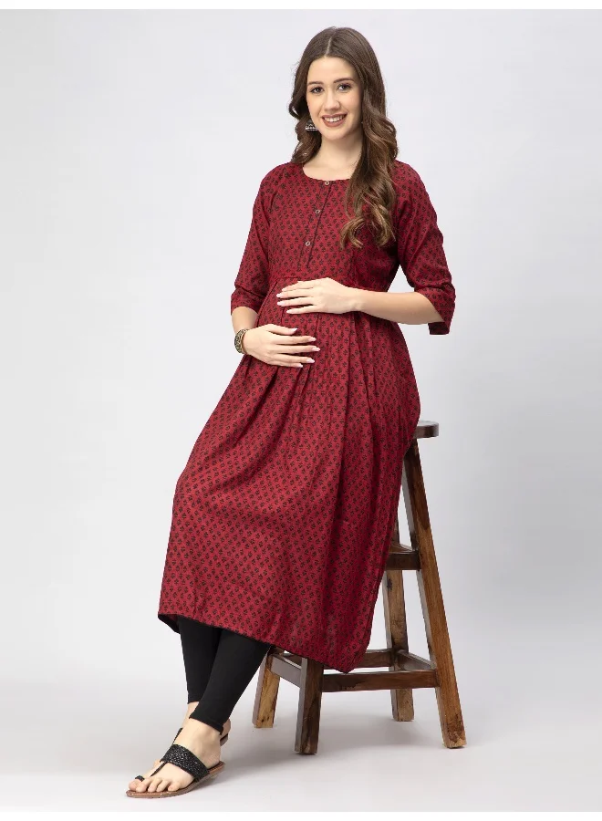 CEE 18 Women's Cotton Rayon A-Line Maternity Feeding Kurti with Zippers
