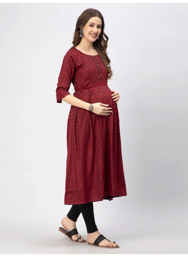 CEE 18 Women's Cotton Rayon A-Line Maternity Feeding Kurti with Zippers
