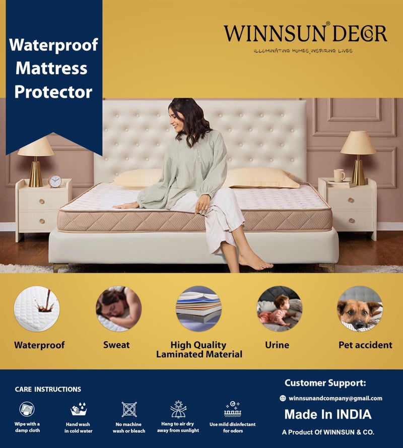 WINNSUN King Size Waterproof Mattress Protector Cover (Blue) (King-72 * 78 Inch) - Image 3