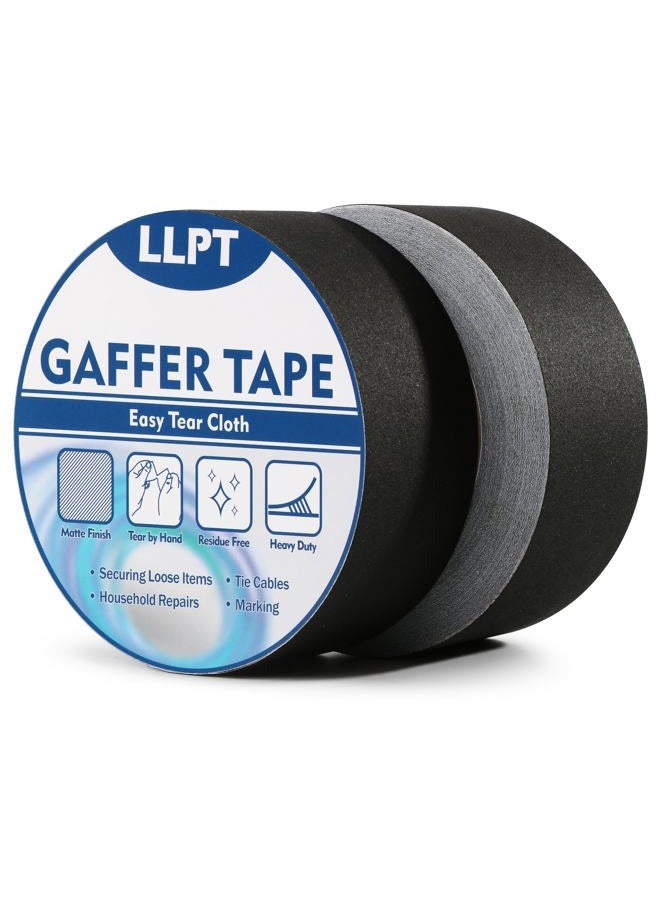 LLPT Gaffers Tape Black 2" x 35 Yards Each 2 Packs Matte Non Reflective Easy Tear Residue Free Heavy Duty Gaffing Tape for Cords Photography (PGT532P2BK) - Image 1