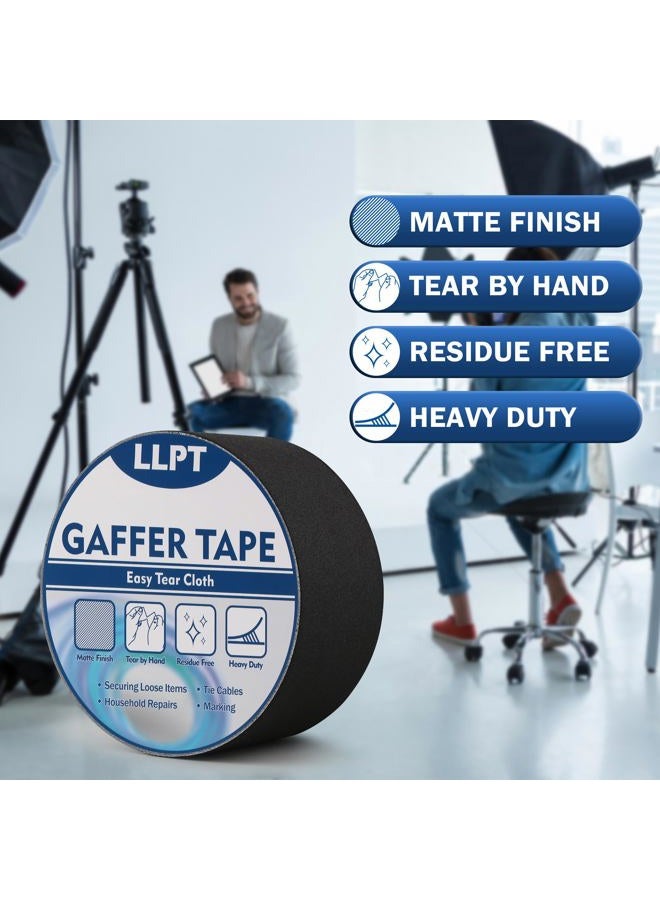 LLPT Gaffers Tape Black 2" x 35 Yards Each 2 Packs Matte Non Reflective Easy Tear Residue Free Heavy Duty Gaffing Tape for Cords Photography (PGT532P2BK) - Image 3
