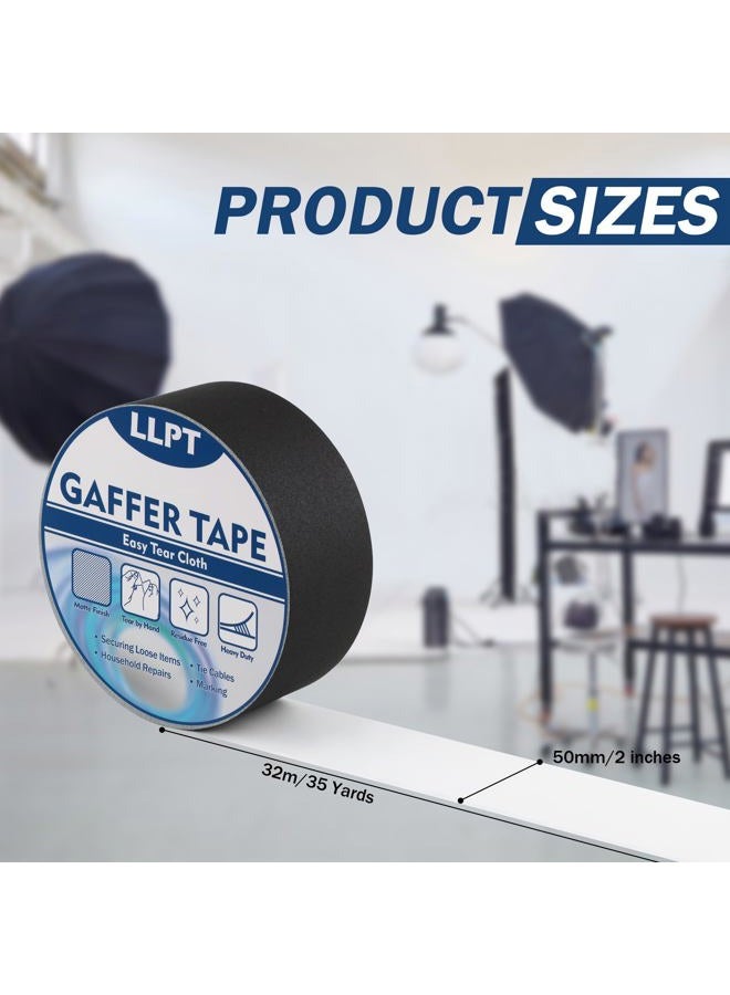 LLPT Gaffers Tape Black 2" x 35 Yards Each 2 Packs Matte Non Reflective Easy Tear Residue Free Heavy Duty Gaffing Tape for Cords Photography (PGT532P2BK) - Image 2