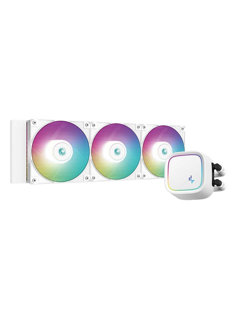 DEEPCOOL Deepcool LE720 ARGB AIO Liquid CPU Cooler, 360mm Radiator, 3x High-Performance aRGB Fans, 500~2250 RPM Fan Speed, 85.85 CFM Fan Airflow, Hydro Bearing Type, White | R-LE720-WHAMMN-G-1  - Image 1