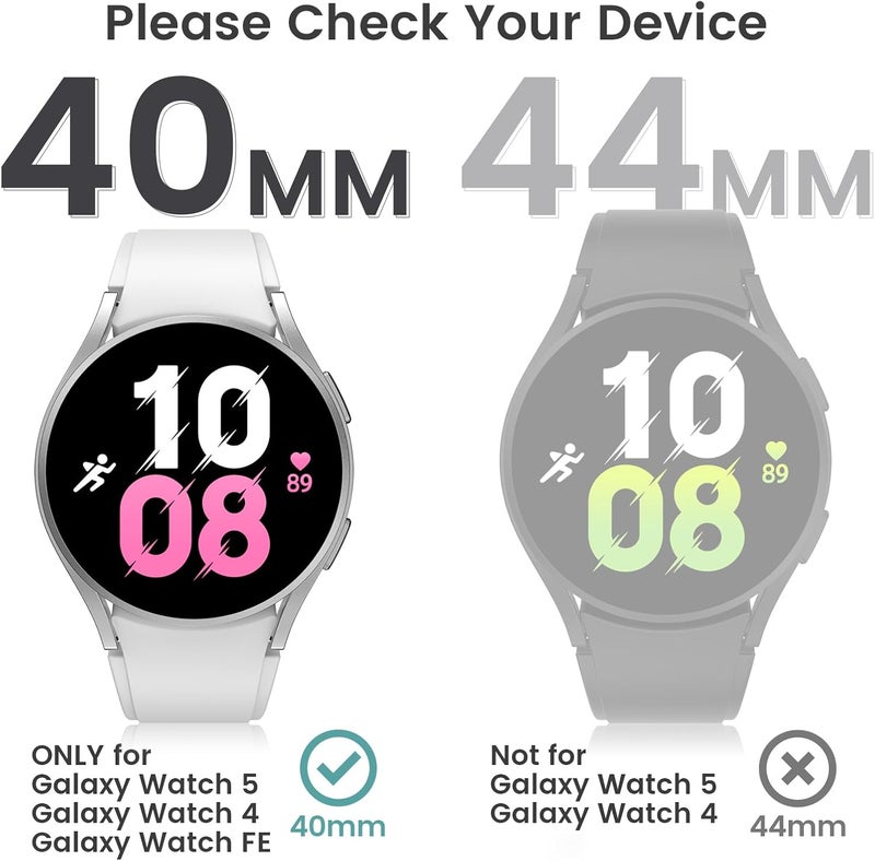 Tensea [2Pack for Samsung Galaxy Watch FE 2024/5 2022/4 2021 Screen Protector Case 40mm Accessories, Protective Face Cover Built-in Tempered Glass Film Bumper Case (40mm, Matte Black) - Image 2