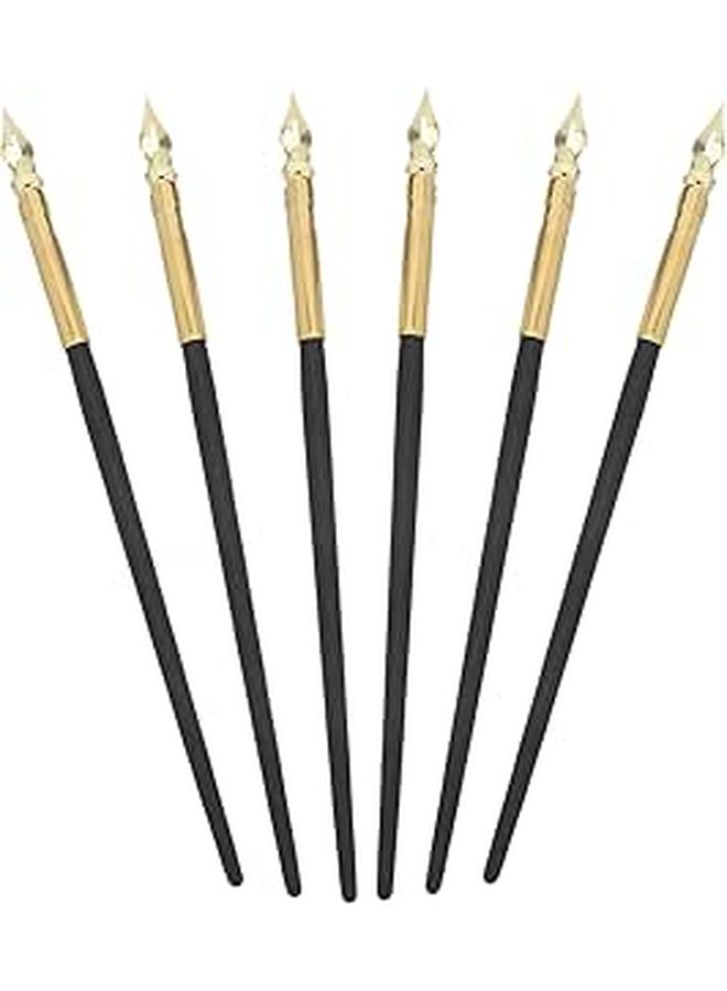 6 Pcs Metal Dip Calligraphy Pens For Drawing And Sketching Fountain Ink With Gold Handles - Image 1