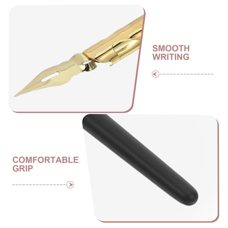 6 Pcs Metal Dip Calligraphy Pens For Drawing And Sketching Fountain Ink With Gold Handles - Image 4