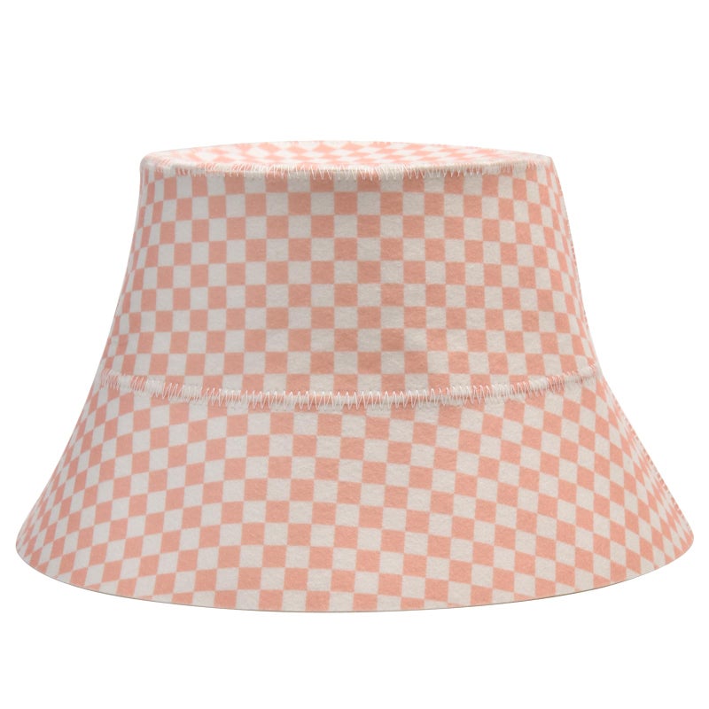Halsa Sauna Hat, Natural Wool Sauna Hat for Men and Women, Eco-Friendly Insulating Headgear for Spa, Steam Room, Banya, Comfortable, Breathable, Handmade, One Size. Pink Checkered - Image 1