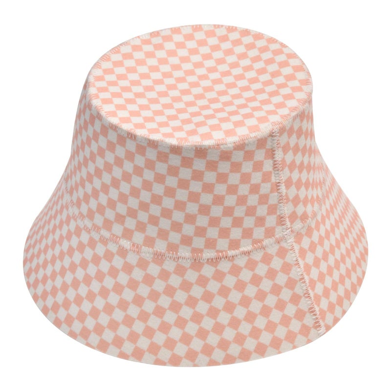 Halsa Sauna Hat, Natural Wool Sauna Hat for Men and Women, Eco-Friendly Insulating Headgear for Spa, Steam Room, Banya, Comfortable, Breathable, Handmade, One Size. Pink Checkered - Image 5