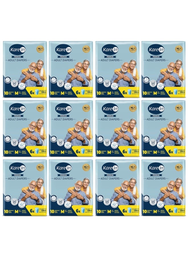 Karein Premium Adult Diaper Tape M Size, Medium, Waist , 120 Unit, Long Protection Hour, Unisex, Quick & Even Absorption, Anti-Bacterial, Leakproof, Odour Control, Wetness Indicator - Image 1