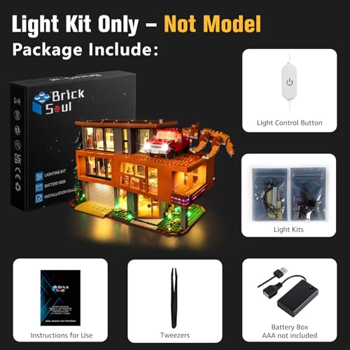 BrickSoul Upgrade Light Kit for Lego 21354 Twilight The Cullen House Building Set with ONOff Dimmer Switch Hidden Cable Tech Easy Install Lighting Set 21354 Set NOT Included - Image 5