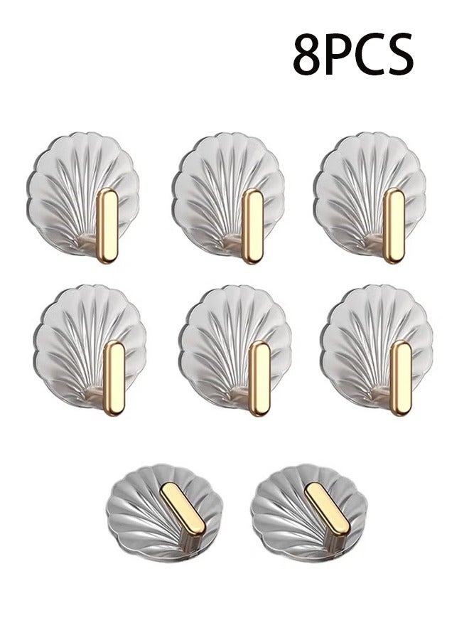 8 Pcs Multipurpose Acrylic Wall Storage Hook Decorative Gold Hook Strong Adhesive Wall Hooks - Image 1