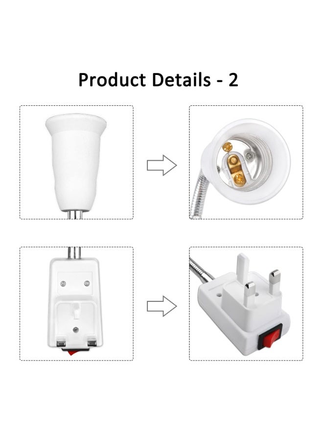 حامل مصابيح إكسفور E27 مع قابس ومفتاح، قطعتان من مقبس إضاءة حائطي مرن بذراع لغرفة النوم والمطبخ، مع قاعدة لمبة قابلة للتوصيل بالكهرباء. - Image 4