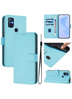 For OnePlus Nord N10 5G Skin Feel Solid Color Leather Phone Case with Lanyard(Sky Blue)
