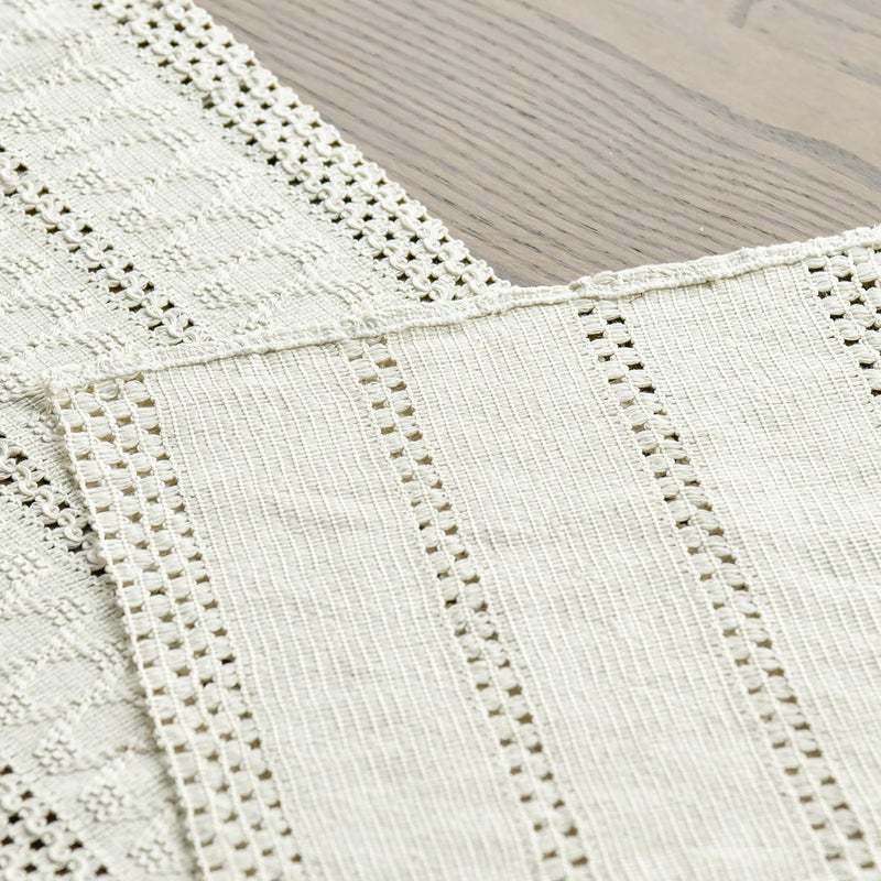 Beige Farmhouse Woven Rustic Hollow Table Runner 12x72 Inch - Image 5