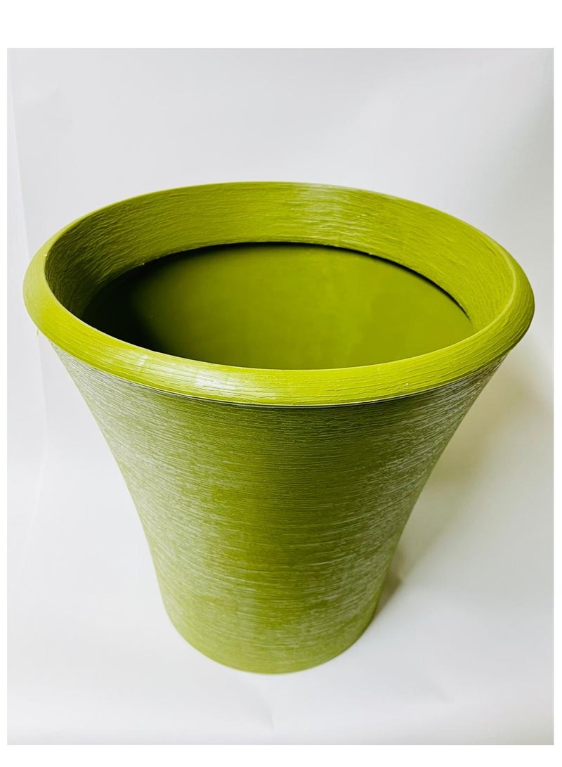 بوليوورك وعاء للنباتات والزهور,  اناء ديكور داخلي, مقاس 38 سم دائري, لون أخضر،  يحتوي على 4 فتحات تصريف بيجونفل بوليورك  - Image 1