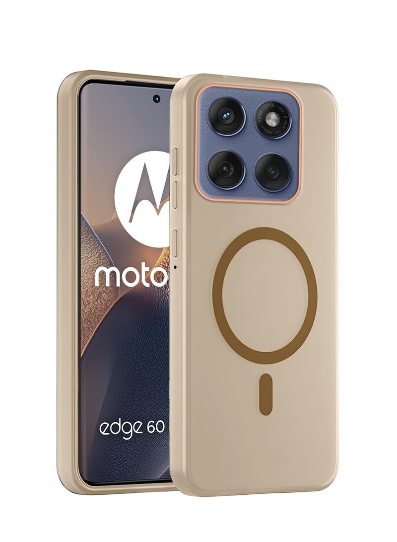 Wtech Motorola Edge 60 Fusion 5G 2025 Hybrid Translucent Magsafe with Magnetic Charging Raised Camera Lips Elegant Look Case Cover (MCMPMN) - Brown - Image 1